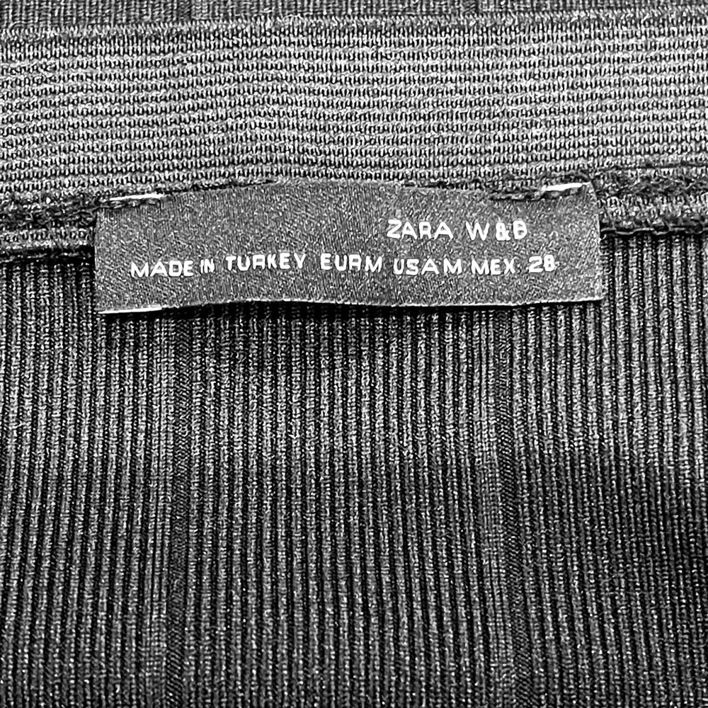 Zara B&W Black Pinstripe Stretch Pencil Skirt Career Office Size M